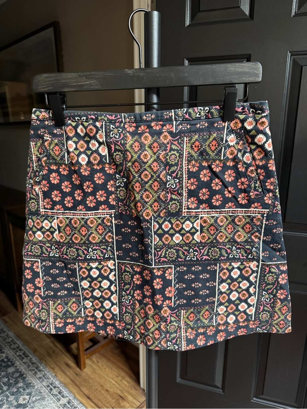 {Hollister} Black Floral Print Cotton Mini Skirt WSK32